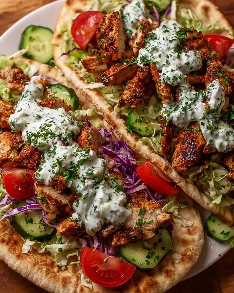 Backblech-Hähnchen-Pitas mit frischem Kräuter-Ranch-Slaw
