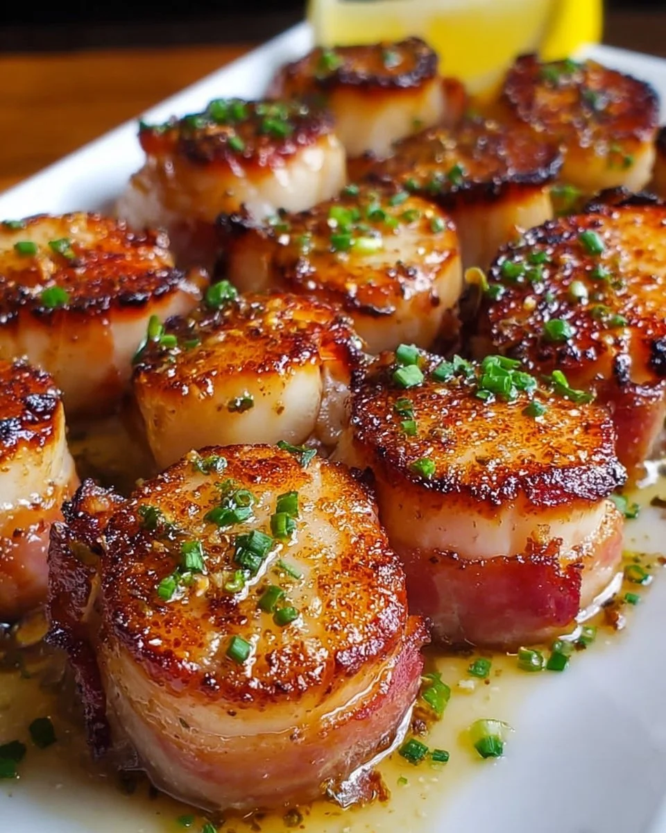 Bacon-Umwickelte Jakobsmuscheln mit Ahorn-Glasur