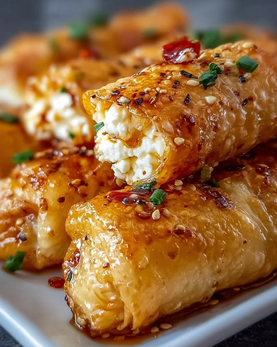Ofen-frittierte Feta-Rollen mit Chili-Honig