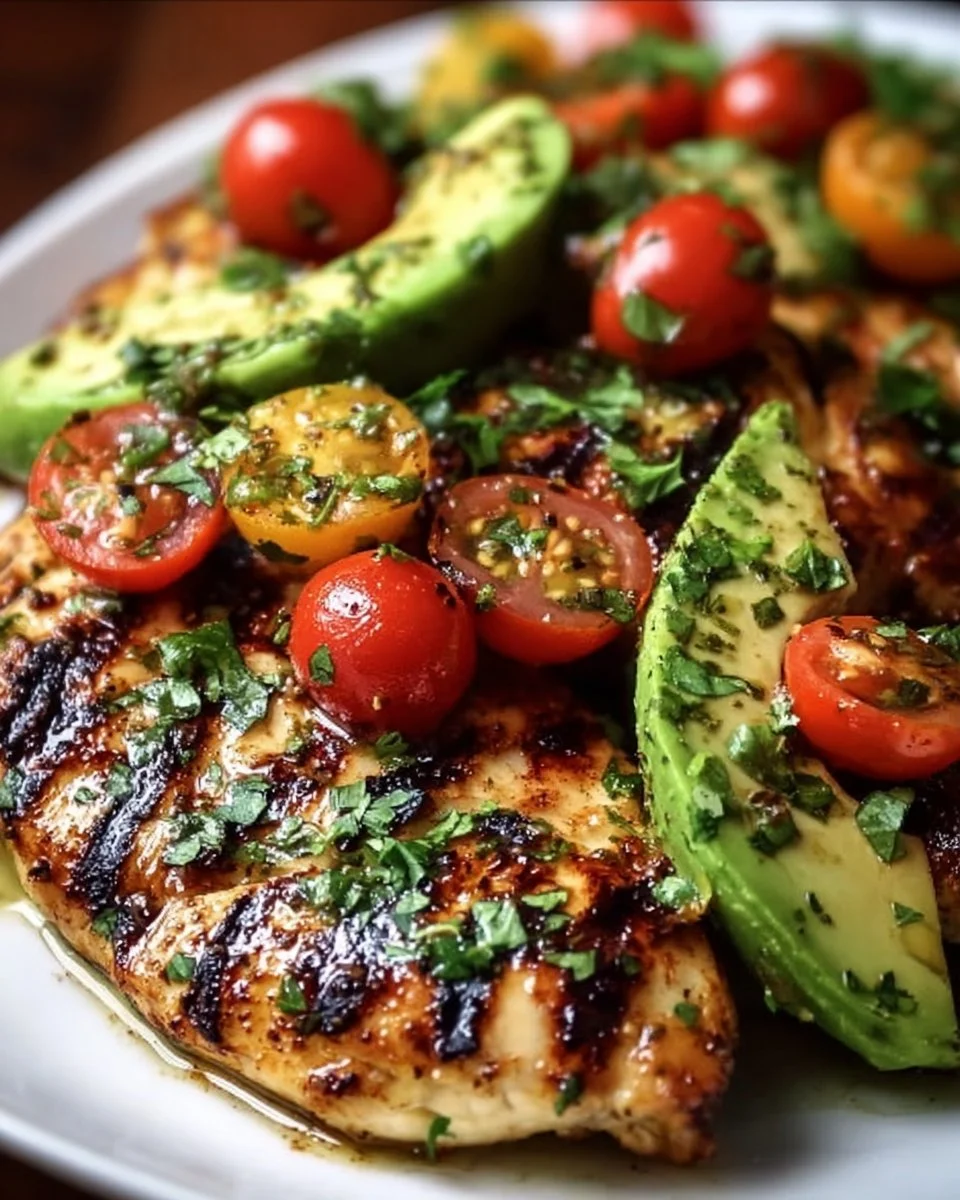 Saftiges gegrilltes Kalifornisches Avocado-Hühnchen