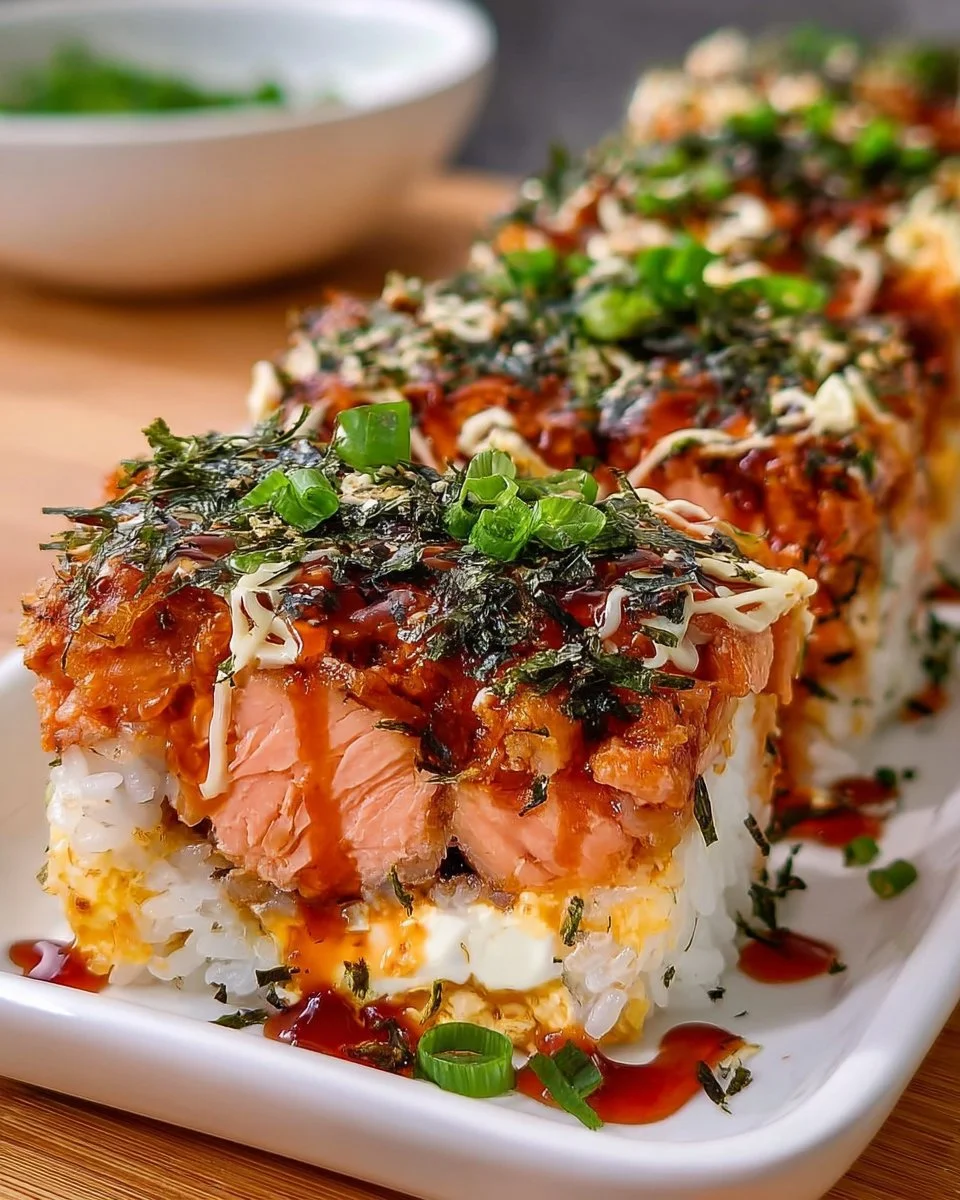 Würziger Lachs Sushi-Auflauf