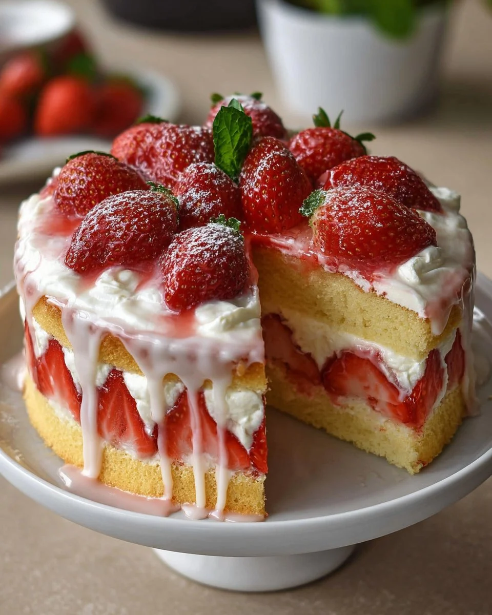 Erdbeerkuchen mit Vanillecreme