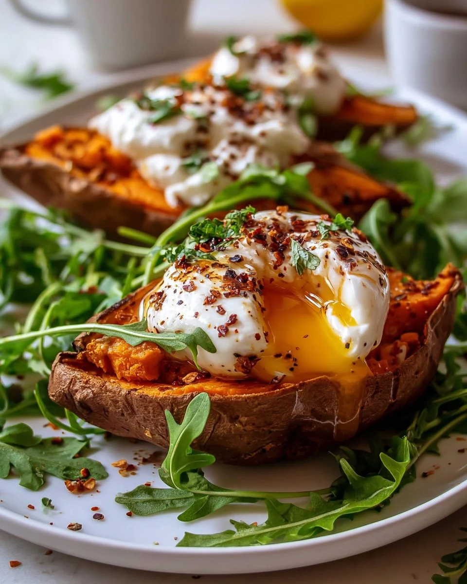 Gefüllte Süßkartoffeln mit Burrata