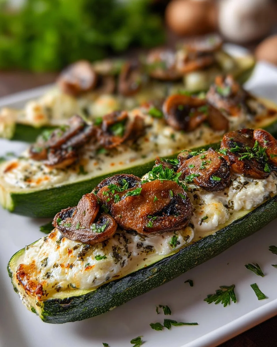 Gefüllte Zucchini mit Champignons
