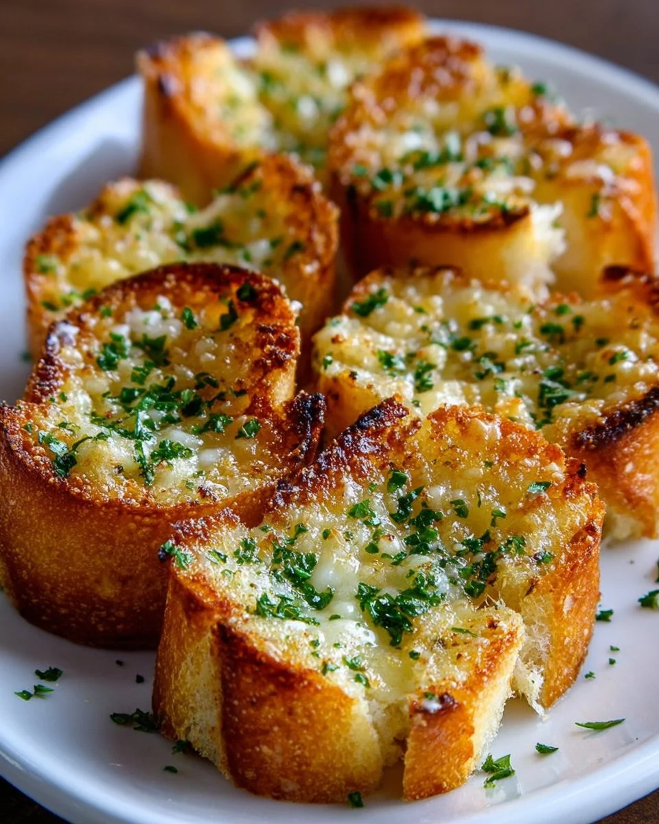 Knusprige Knoblauch-Käse-Häppchen auf einem Teller