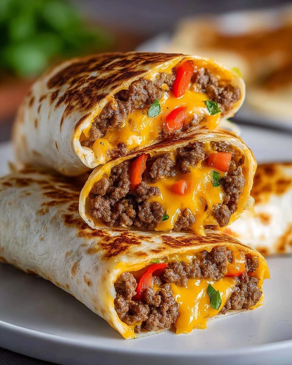 Knusprige Wraps mit Hackfleisch und Käse