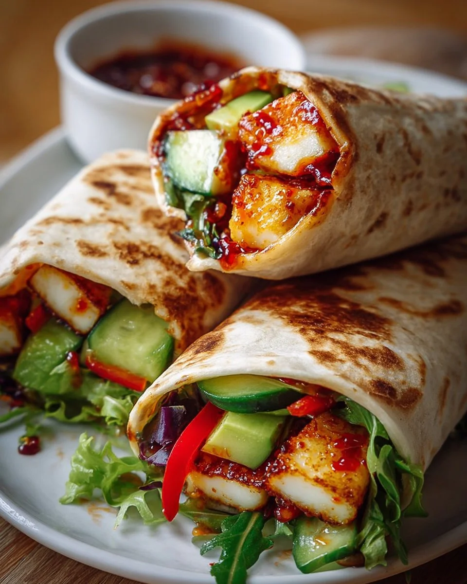 Süße Chili-Halloumi-Wraps