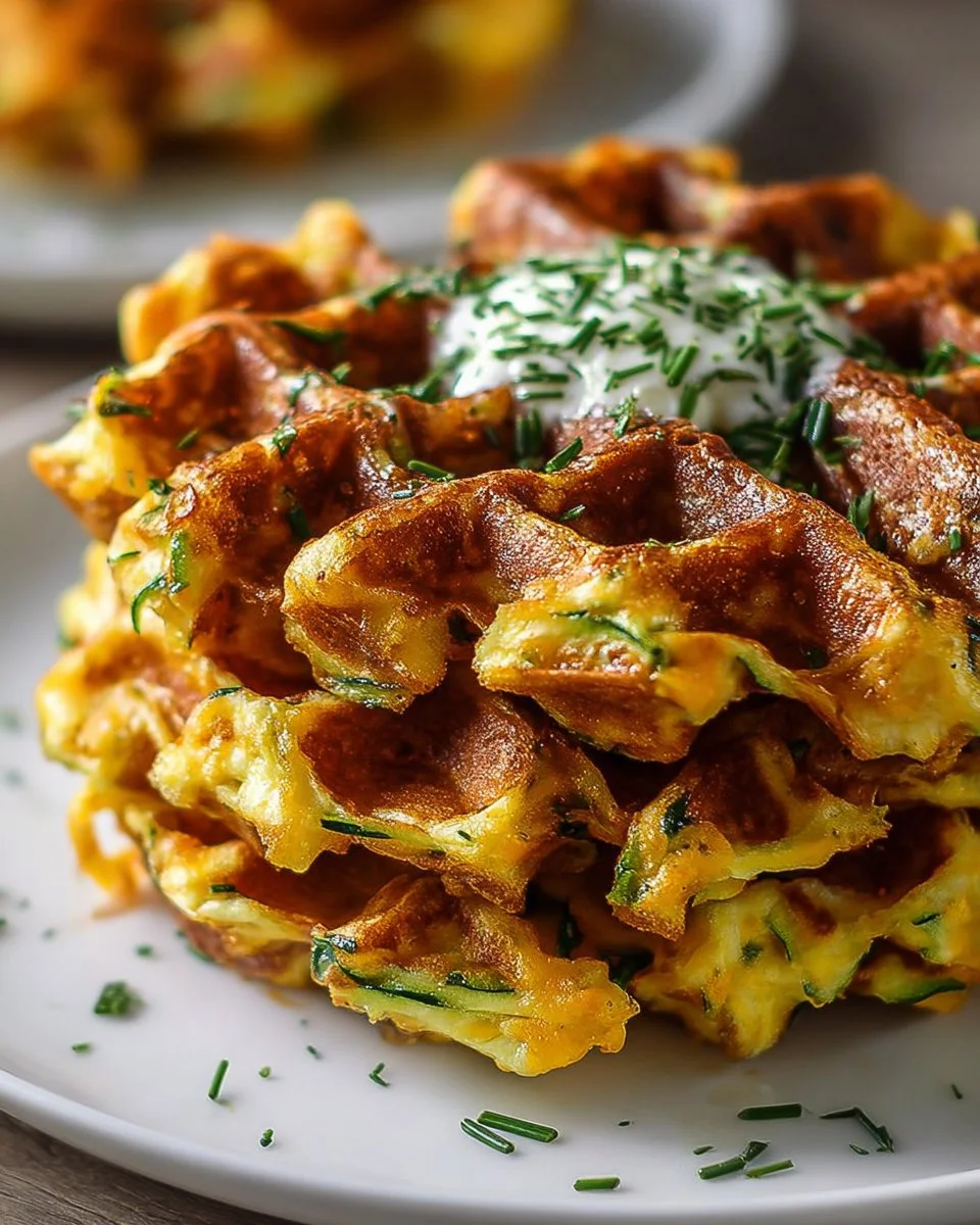 Zucchiniwaffeln mit Cheddar