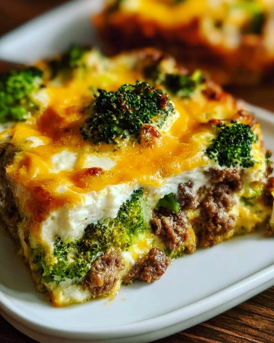 Fitness casserole with broccoli and minced beef