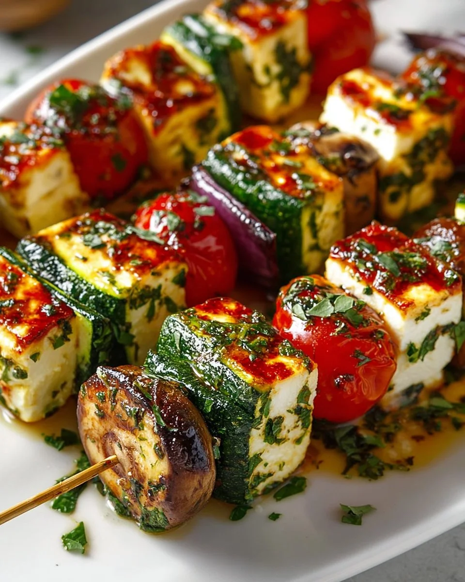 Halloumi-Zucchini-Spieße vom Grill