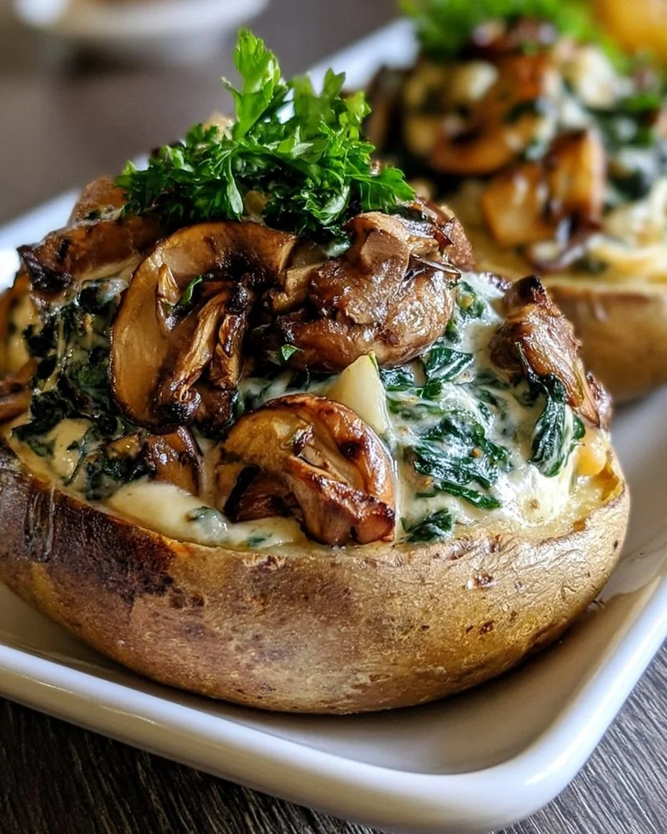 Ofenkartoffeln mit Pilz-Spinat-Füllung