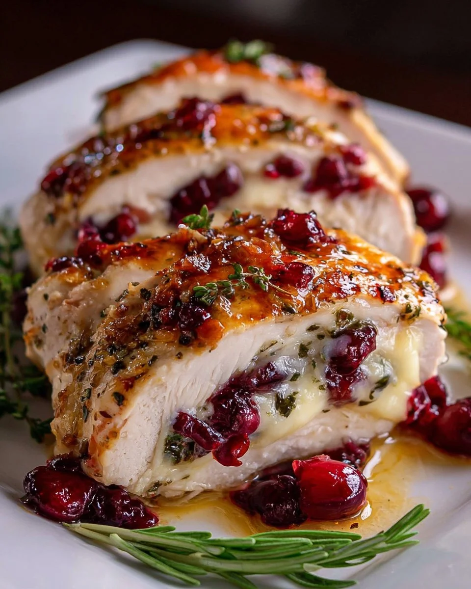 Preiselbeeren-Brie gefülltes Hähnchen