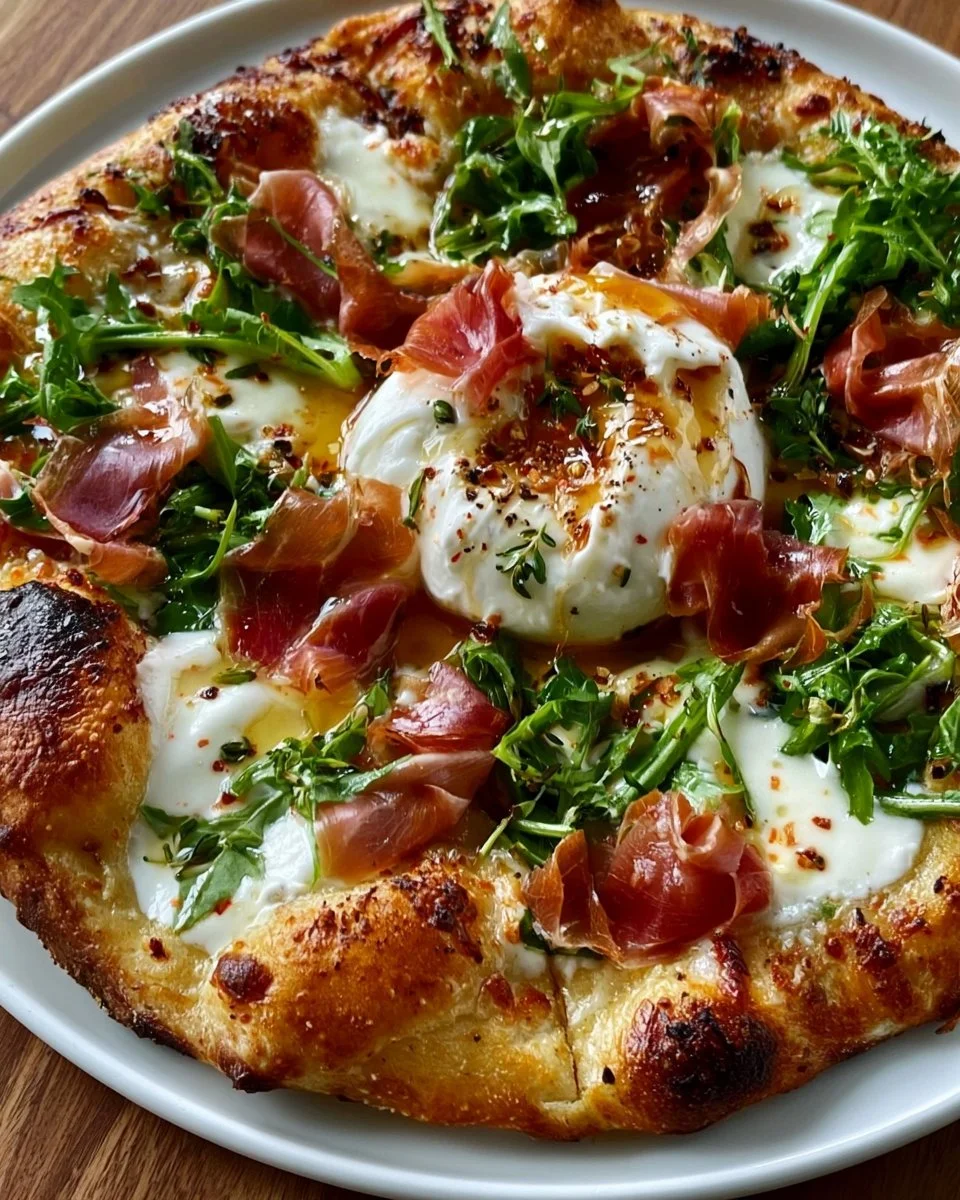 Prosciutto und Honig Burrata Pizza