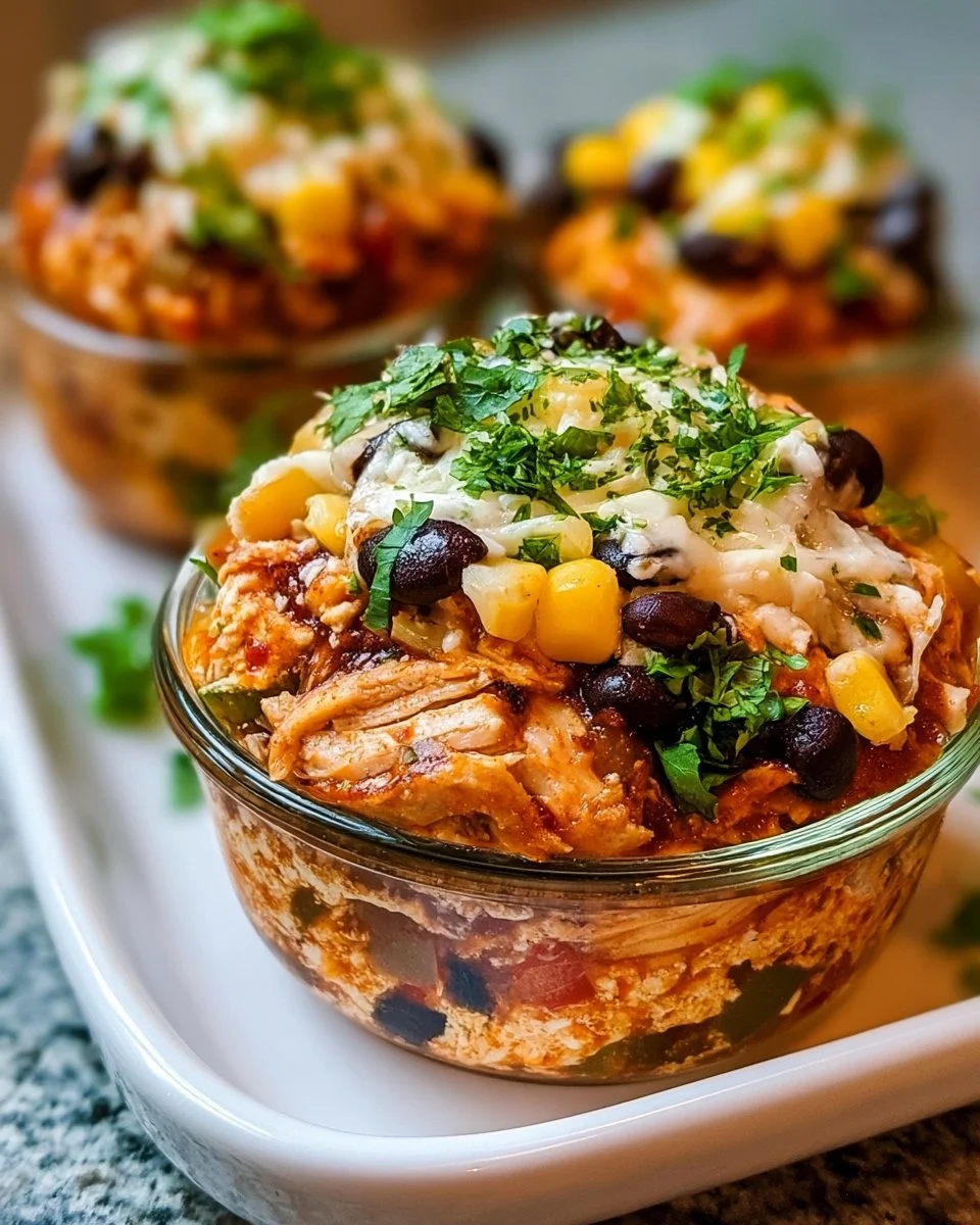 Proteinreiche Hähnchen-Cottage-Cheese-Enchilada-Schalen