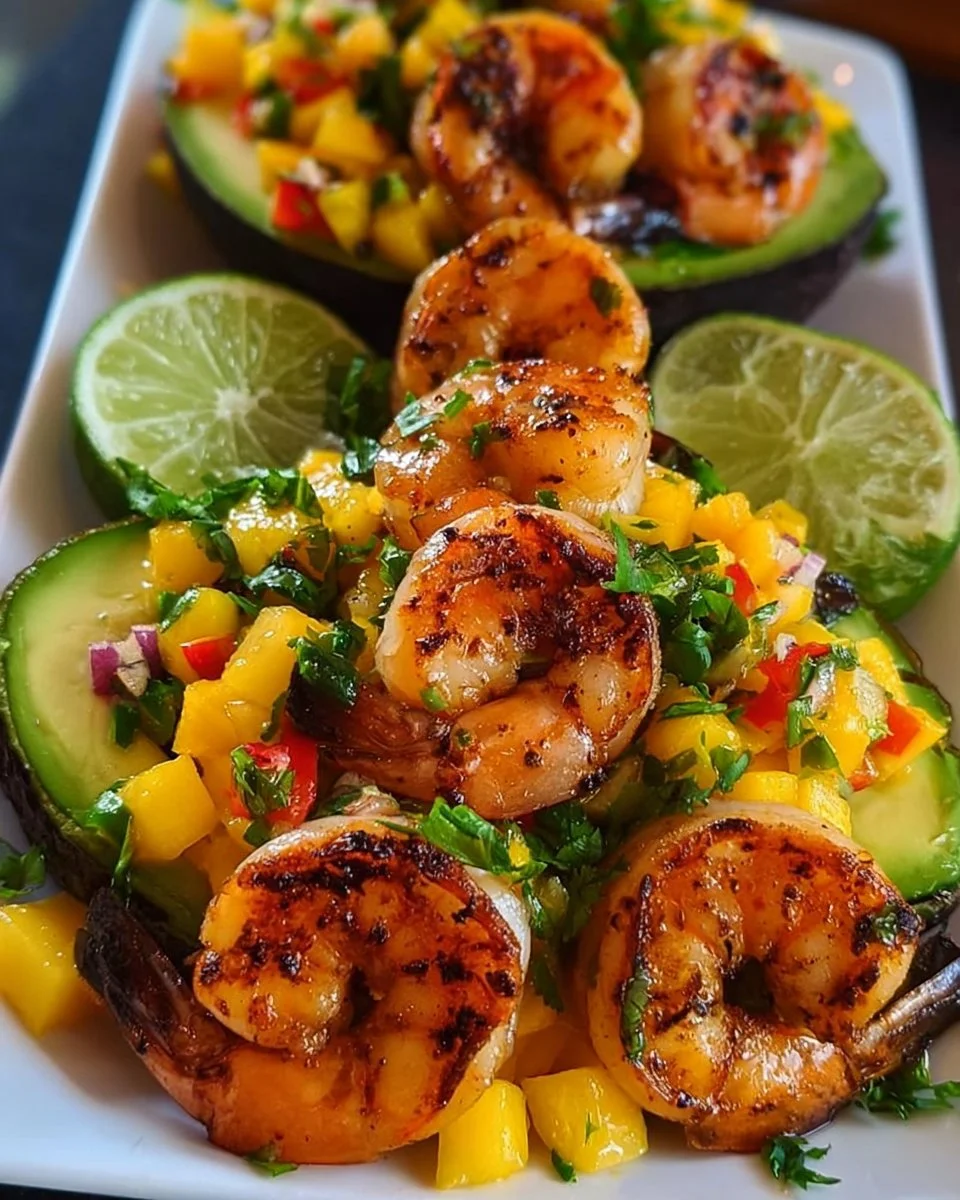 Shrimp- und Avocado-Bowls mit Mango-Salsa